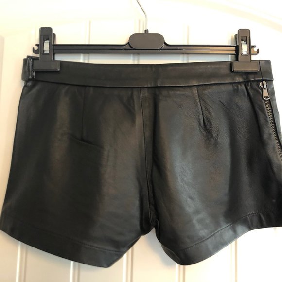 NWT David Lerner Black Leather Zip Shorts size S - Picture 5 of 8